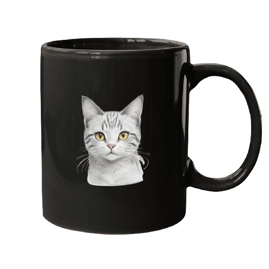 Aesthetic Cute Kitty Realisting Sketch Mugs