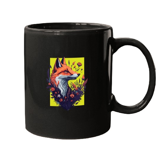 FLOWER FOX YELLOW Mugs