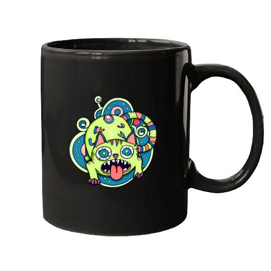 Psychedelic Trippy Cat Mugs