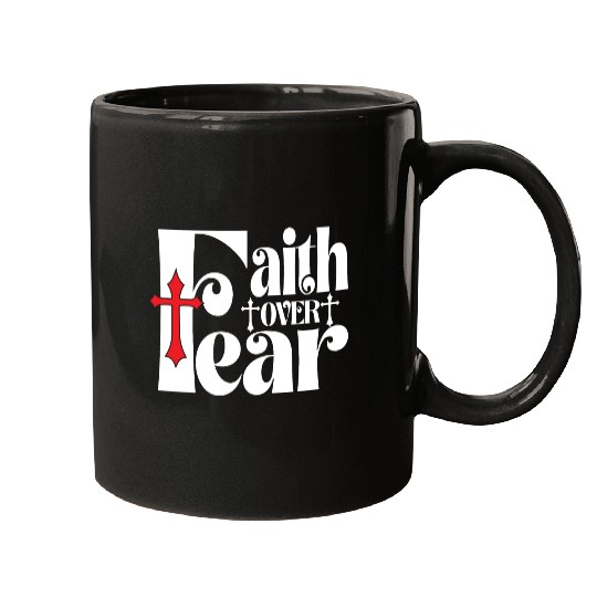 Faith Over Fear Love Jesus Christian Christmas Mugs