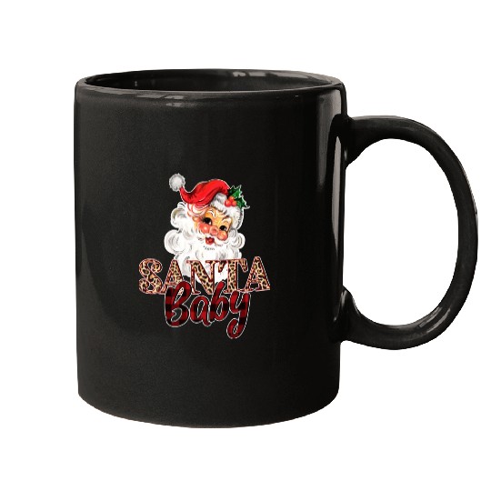 vintage retro Santa ,leopard and buffalo pattern Mugs