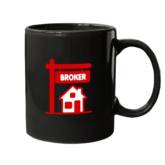 Red Logo Broker with text BROKER Mugs