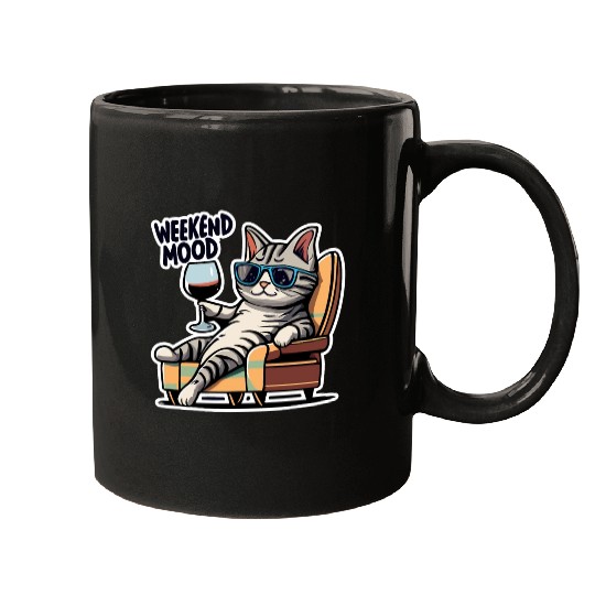 Weekend Mood Cat Chill Mugs