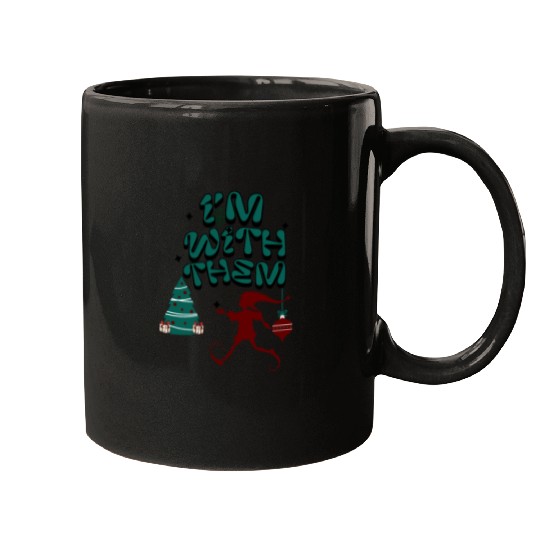 "Im with them" Christmas Elf design Mugs
