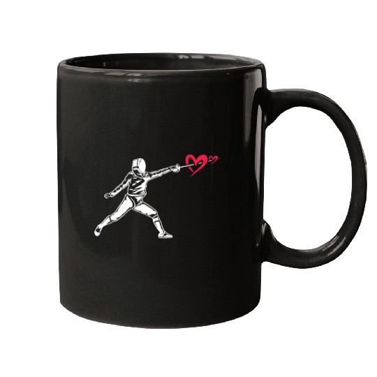 Fencing Fencer Heart Mugs
