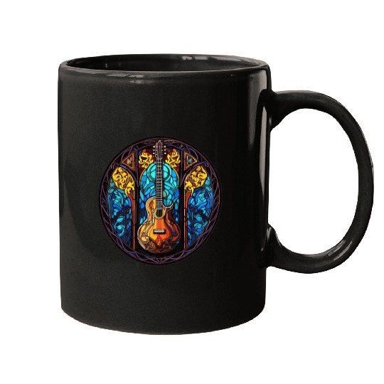 Guitar Stained Glass Art - Men Women Guitar Mugs