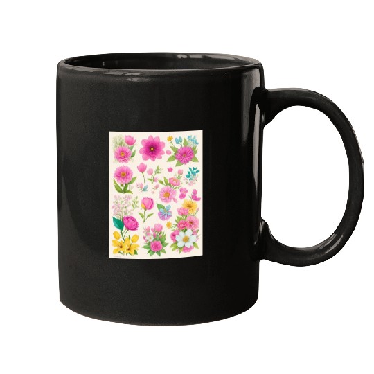 Buttercup and Marigold Spring Flowers Mugs