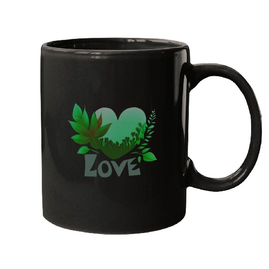 Love Design Leaves Greens Mugs