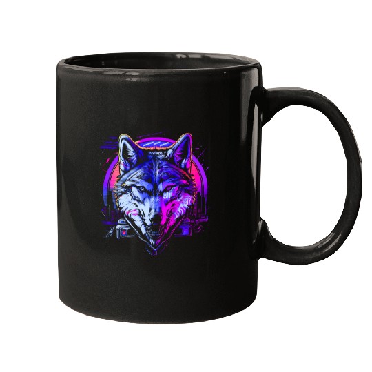 Retro Rhythm Wolf Mugs