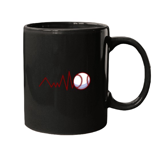 Heartbeat Love Baseball Players Mugs