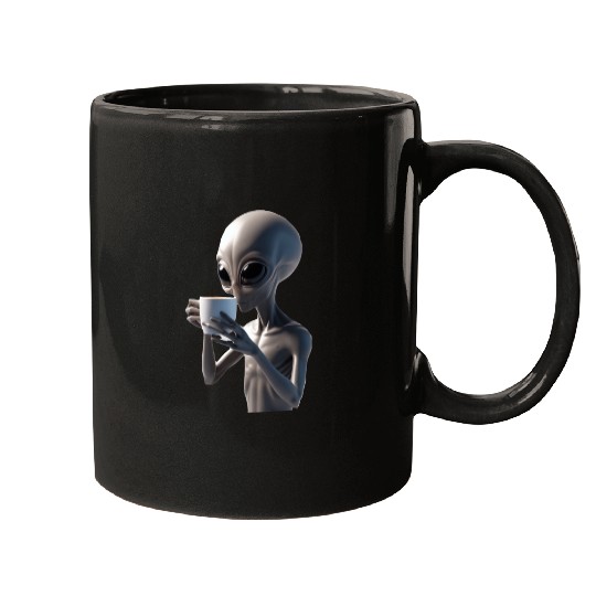 Alien Drinking Coffee Mugs