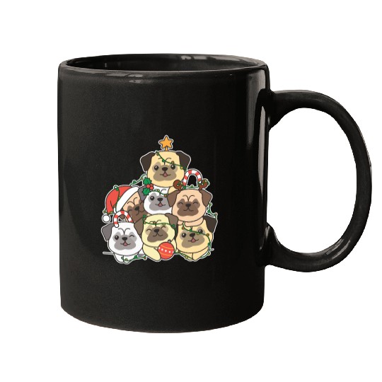 Pug Christmas Tree Funny Animal Christmas Mugs