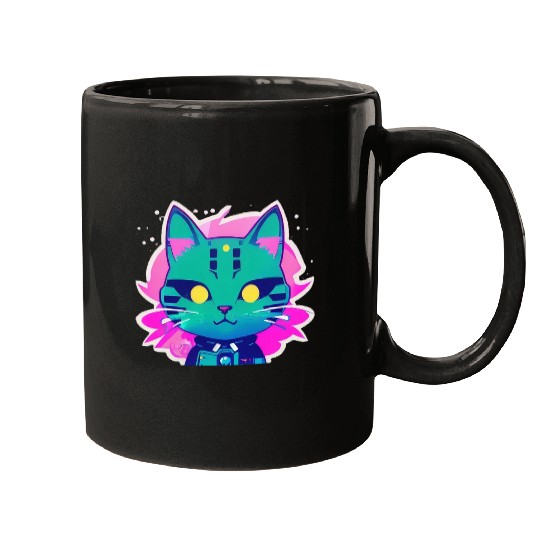 Cyber Punk Kitty Mugs