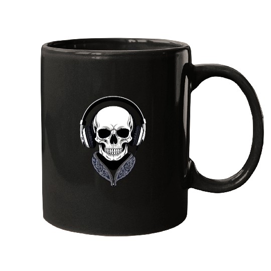 A Skull With Headphones Mugs
