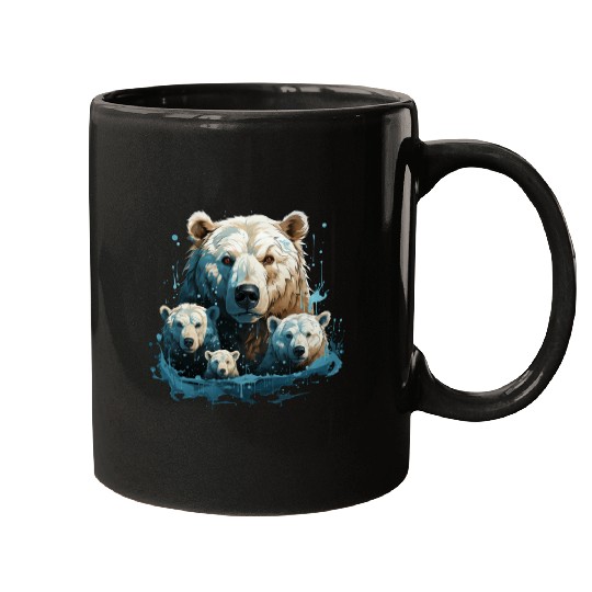 A Polar Bear Family Gift Bear Mom and Cubs Mugs