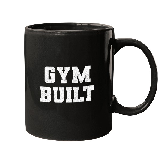 Gym Built White Typography Mugs