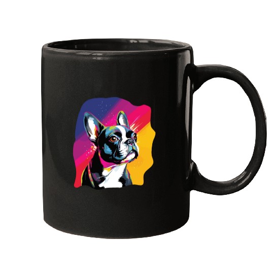 Watercolor Colorful Boston Terrier Mugs