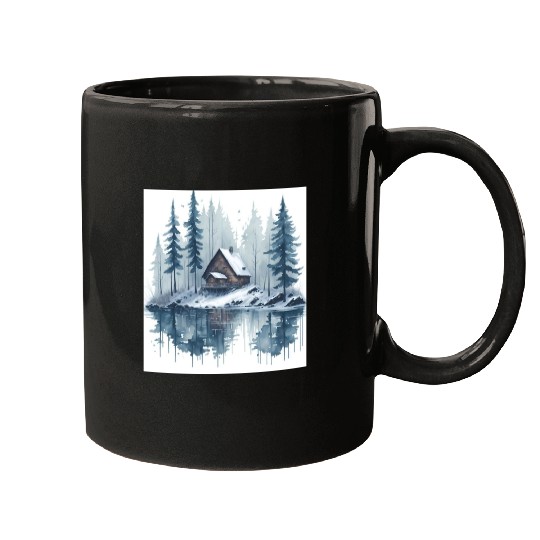 Winter cabin Mugs