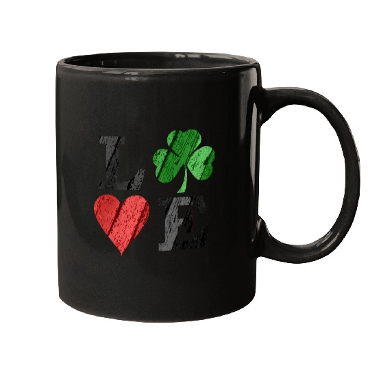 St Patrick s Day Love With Heart And Shamrock Mugs