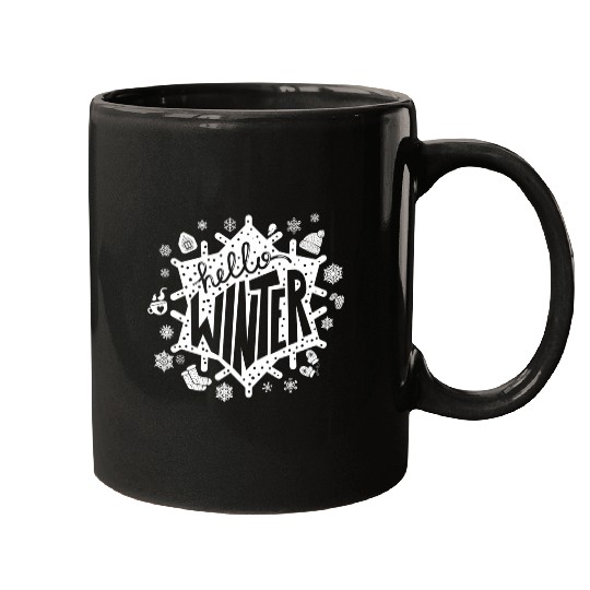 Abstract Winter Snowflakes" Mugs