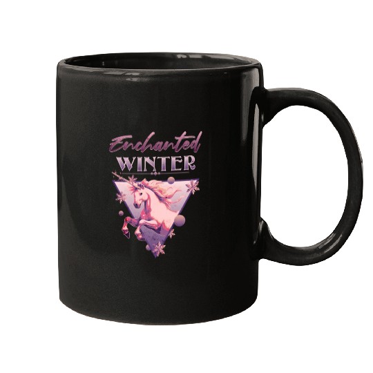 Enchanted Winter 80s Retro Lilac Unicorn Mugs