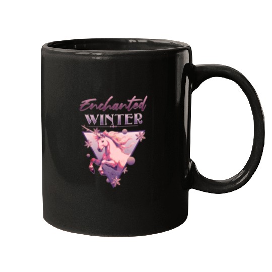 Enchanted Winter 80s Retro Lilac Unicorn Mugs