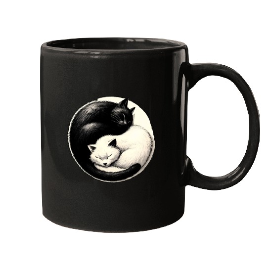 Yin and yang cats sleeping Mugs