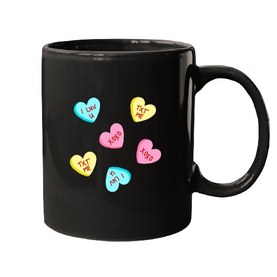 Sweet Candy Hearts Valentines Day Mugs