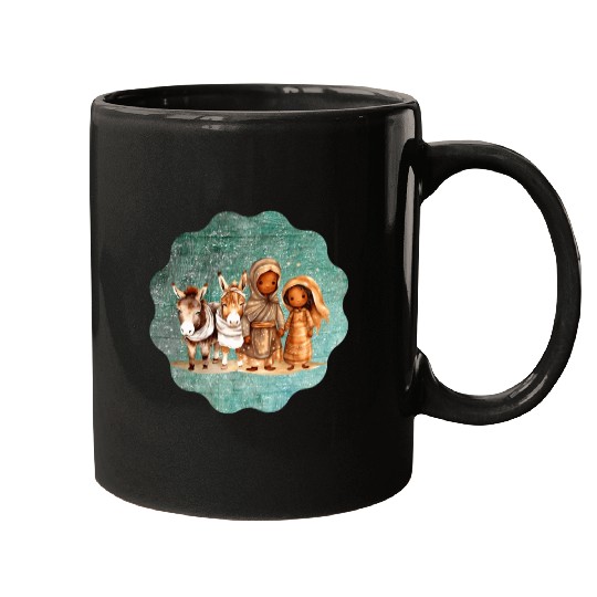 Christmas Nativity Scene Shepherds and Sheep Mugs