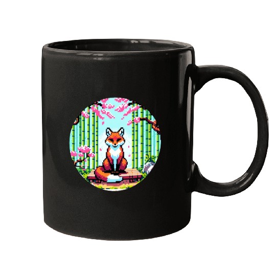 Fox Zen Garden: Pixel Serenity Mugs