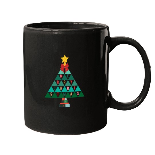 Math Merry Christmas tree white bg using triangles Mugs