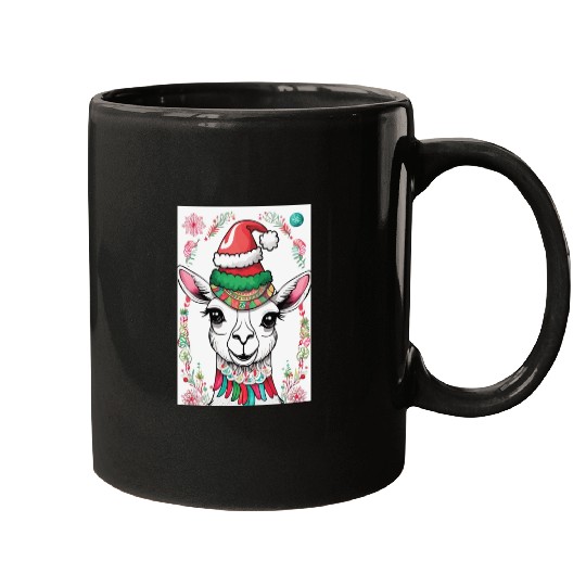 Funny cute llama Christmas lama Mugs