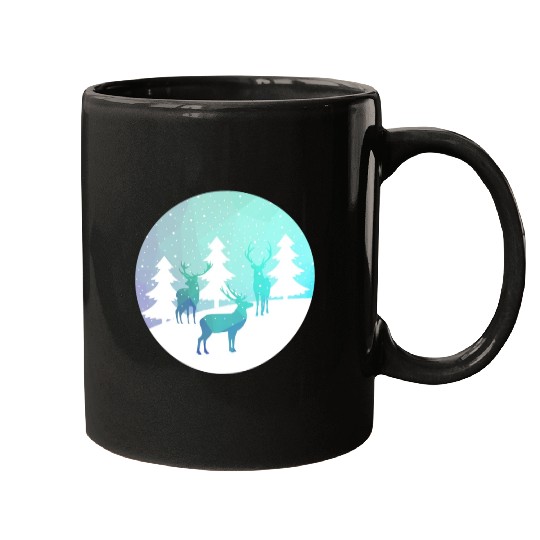 Deer Winter Forrest Mugs