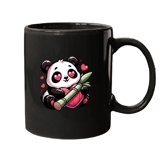 Panda Heart Eye Patches Valentine's Day Bamboo Mugs