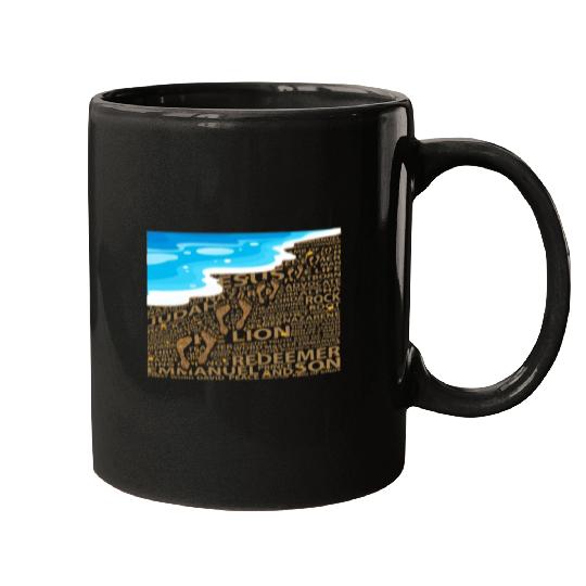 Faithful Steps in Sand Jesus Mugs