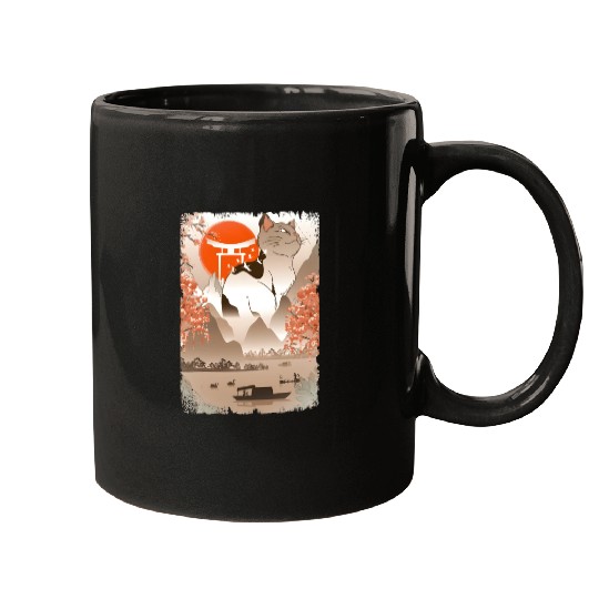 001867 Japanese Cat Mountain Fisher Lake Mugs