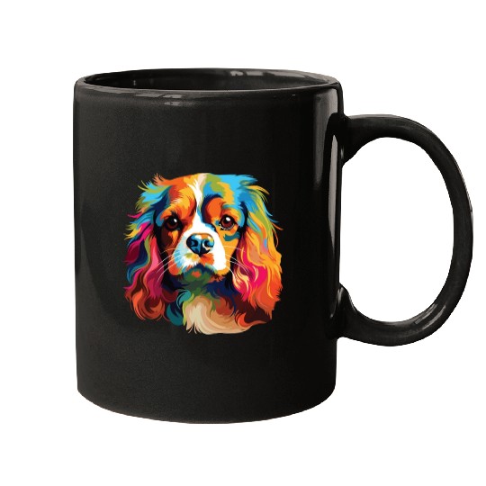 Watercolor Colorful Cavalier King Charles Spaniel Mugs