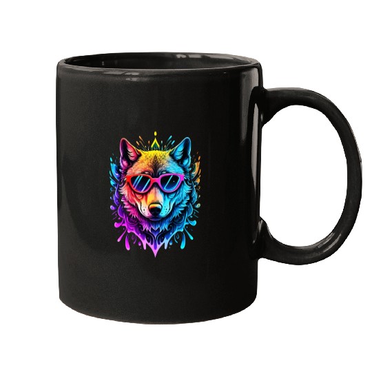 Wolf Neon Splash Mugs