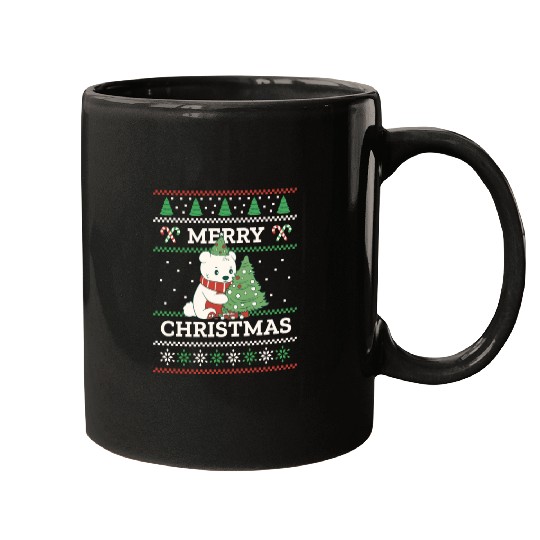 Polar Bear Sweater Ugly Christmas Mugs