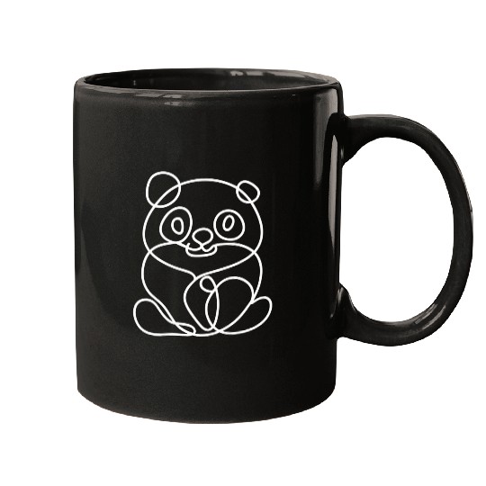 one line design little cute panda Mugs
