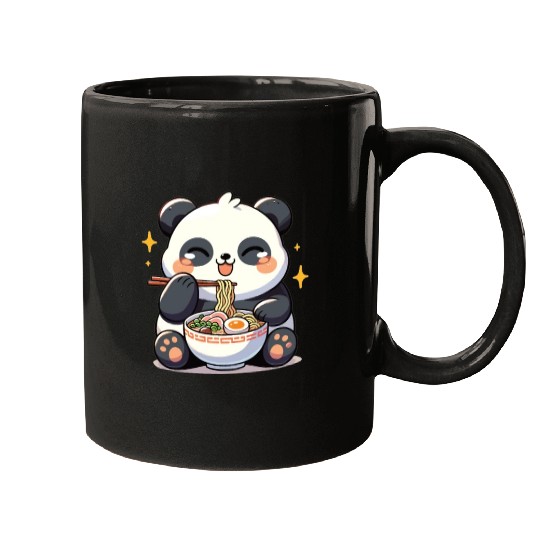 Cute Panda Eats Ramen Noodles Pandas Ramen Mugs