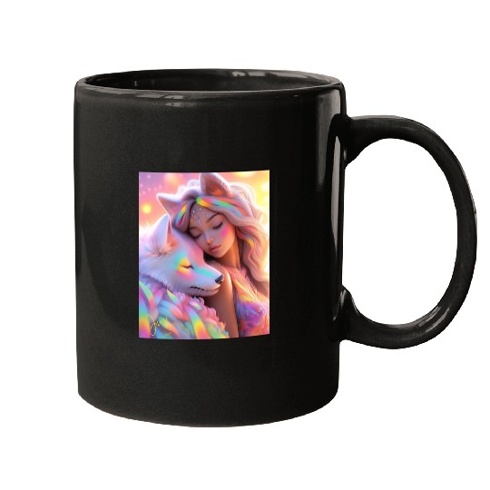 Rainbow Friends - White Wolf and Girl Mugs