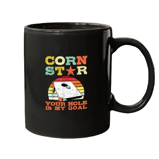 Corn Star Your Hole is My Goal Vintage Cornhole Mugs