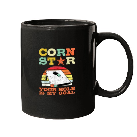 Corn Star Your Hole is My Goal Vintage Cornhole Mugs