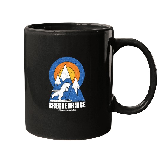 Retro Breckenridge Ski White Fox Mugs