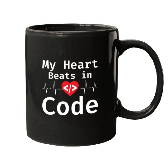 My Heart Beats In Code Programmer Humor Programmin Mugs