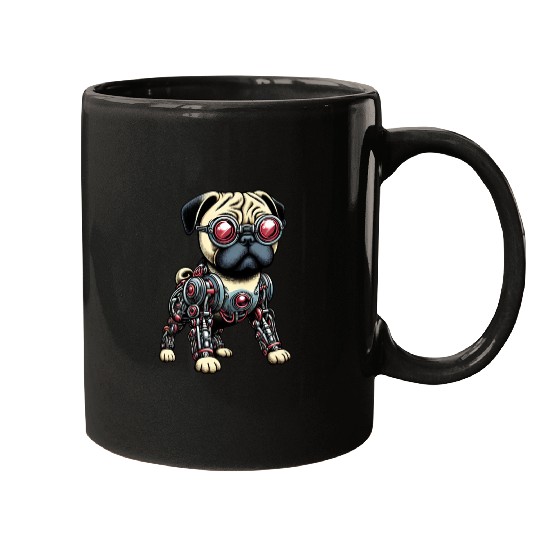 Dog Pug Robot Cyborg Mechanical Mugs