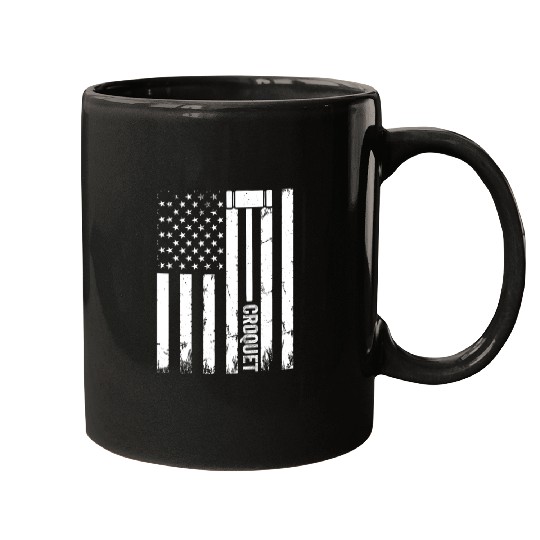Croquet Player US Flag Croquet Mugs