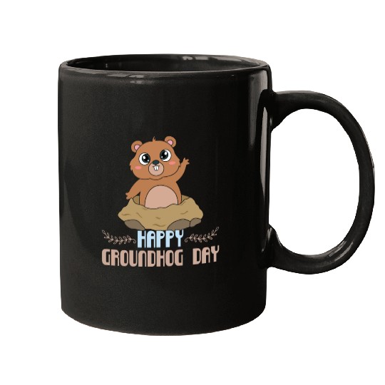 Cute Kawaii Groundhog Happy Groundhog Day Mugs