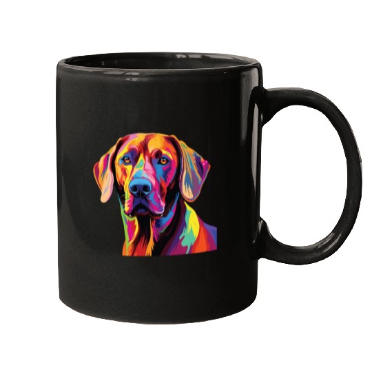 Watercolor Colorful Rhodesian Ridgeback Mugs